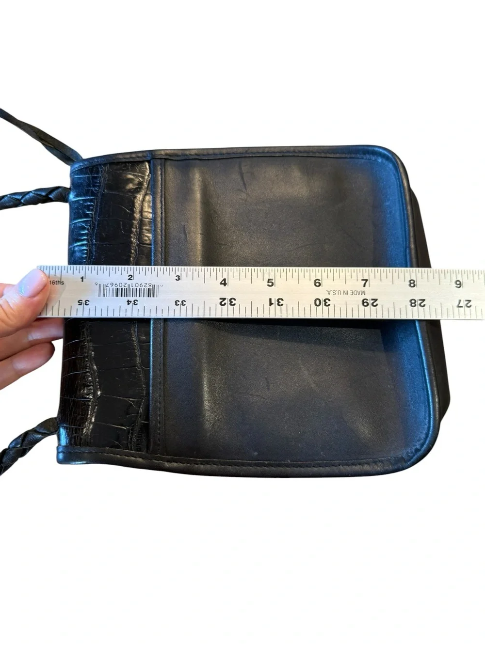 Brighton Black Croc-Embossed Heart Accent Shoulder Bag